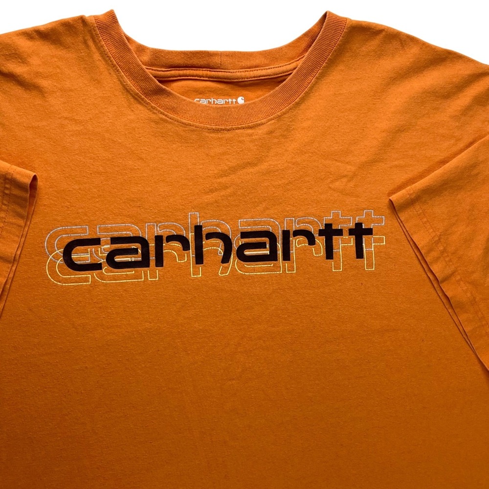 Carhartt Mens 2XL Orange Loose Fit Graphic T-Shirt Cotton Workwear TK5709-M